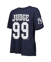 Majestic Women's Aaron Judge Navy New York Yankees Oversized Name Number T-Shirt