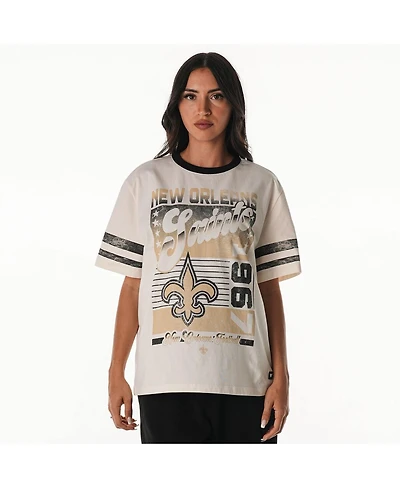The Wild Collective Women's Cream New Orleans Saints Vintage Drop Shoulder Oversized Boyfriend T-Shirt