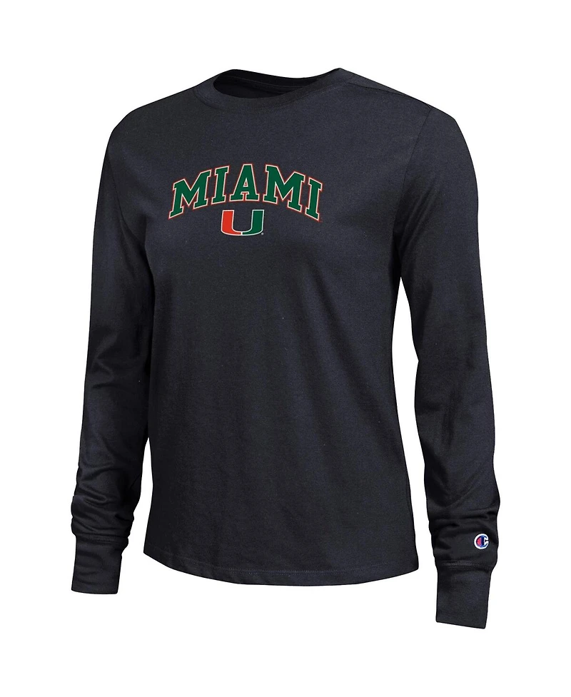 Champion Women's Black Miami Hurricanes Arch Over Logo Long Sleeve T-Shirt