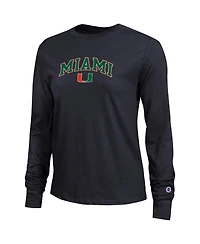 Champion Women's Black Miami Hurricanes Arch Over Logo Long Sleeve T-Shirt