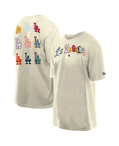 New Era Men's Cream Los Angeles Dodgers Ransom Note Oversized T-Shirt
