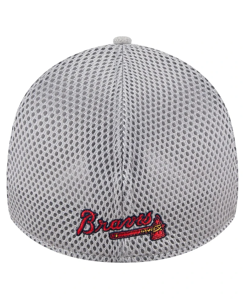 New Era Men's Gray Atlanta Braves Visor Paint Splatter 39THIRTY Flex Hat