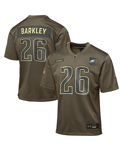 Nike Big Boys and Girls Saquon Barkley Olive Philadelphia Eagles 2025 Salute to Service Game Jersey