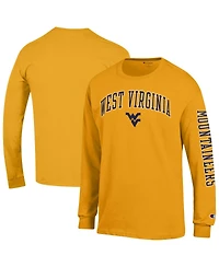 Champion Men's Gold West Virginia Mountaineers Arch Over Logo 2-Hit Long Sleeve T-Shirt