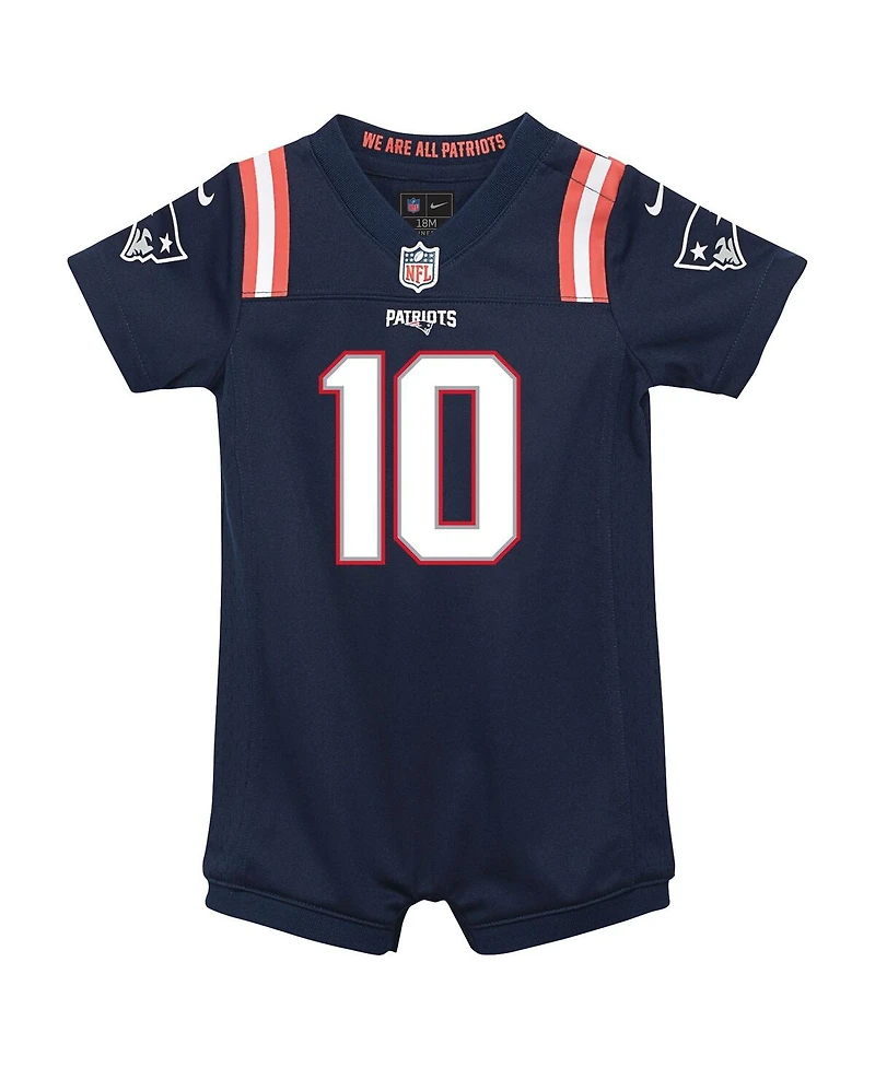 Nike Baby Boys and Girls Drake Maye Navy New England Patriots Game Romper Jersey