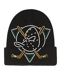 Mitchell & Ness Big Boys and Girls Black Anaheim Ducks Neon Line Lights Cuffed Knit Hat