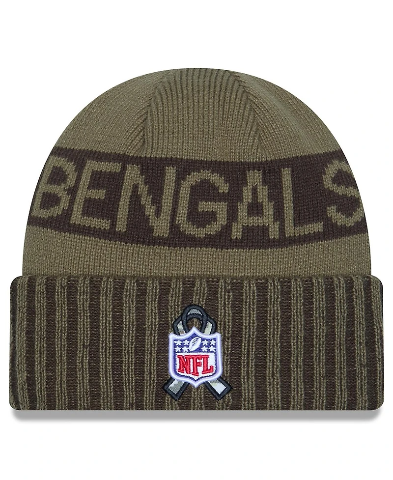New Era Men's Dark Green Cincinnati Bengals 2025 Salute to Service Cuffed Knit Hat