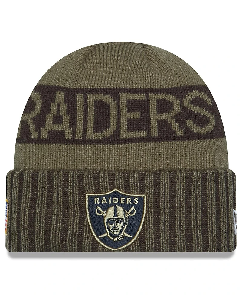 New Era Men's Dark Green Las Vegas Raiders 2025 Salute to Service Cuffed Knit Hat