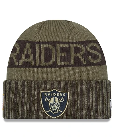 New Era Men's Dark Green Las Vegas Raiders 2025 Salute to Service Cuffed Knit Hat