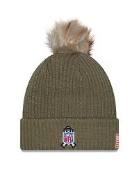 New Era Women's Dark Green Baltimore Ravens 2025 Salute to Service Cuffed Knit with Pom Hat