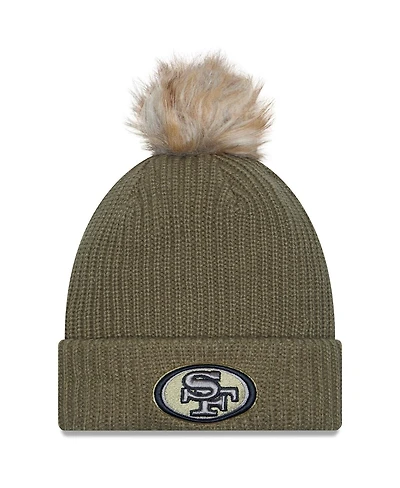 New Era Women's Dark Green San Francisco 49ers 2025 Salute to Service Cuffed Knit with Pom Hat
