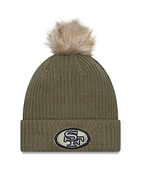 New Era Women's Dark Green San Francisco 49ers 2025 Salute to Service Cuffed Knit with Pom Hat