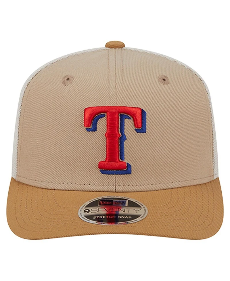 New Era Men's Stone/White Texas Rangers 9SEVENTY Trucker Adjustable Hat