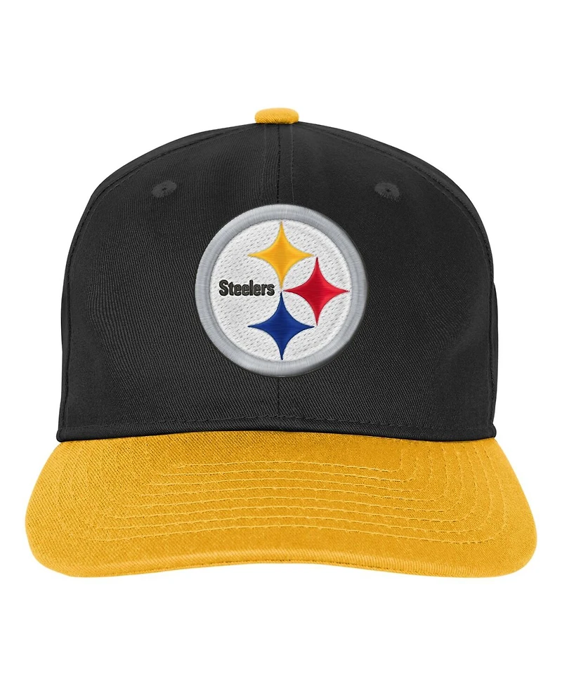 Outerstuff Big Boys and Girls Black Pittsburgh Steelers True Retro Adjustable Hat