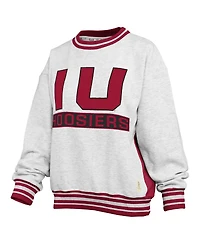 Pressbox Women's Heather Gray/Crimson Indiana Hoosiers Endzone Crewneck Sweatshirt