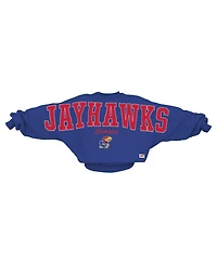 Pressbox Women's Royal Kansas Jayhawks Flannigan Oversized Dolman Pullover Sweatshirt