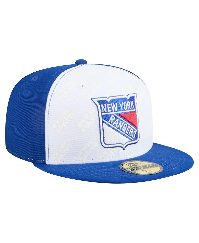 New Era Men's White/Blue York Rangers Repeat Two-Tone 59FIFTY Fitted Hat