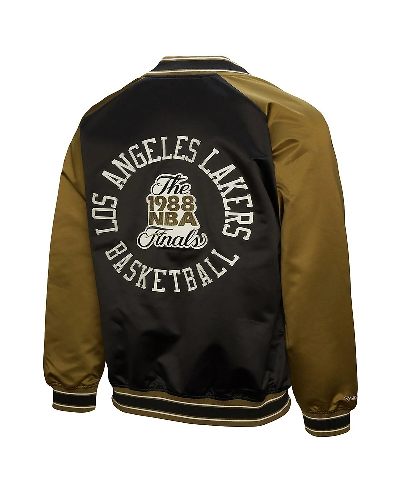 Mitchell & Ness Men's Olive/Black Los Angeles Lakers Clutch Satin Raglan Full-Snap Jacket