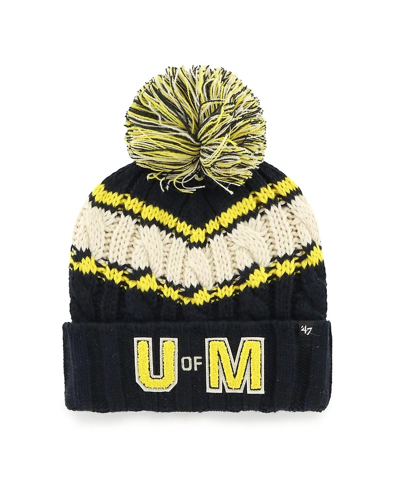 '47 Brand Women's Navy Michigan Wolverines Emma Cuffed with Pom Knit Hat