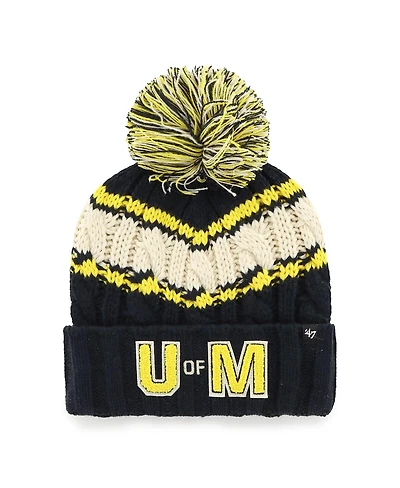 '47 Brand Women's Navy Michigan Wolverines Emma Cuffed with Pom Knit Hat