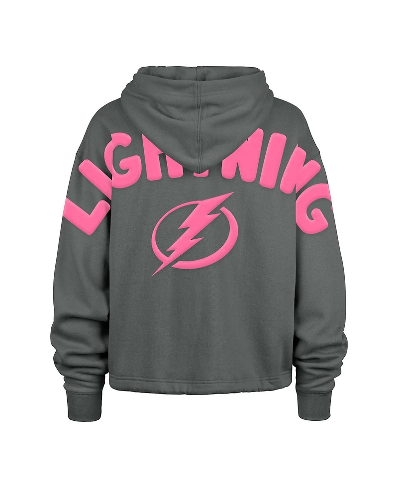 '47 Brand Women's Gray Tampa Bay Lightning Bright Side Venice Cropped Pullover Hoodie