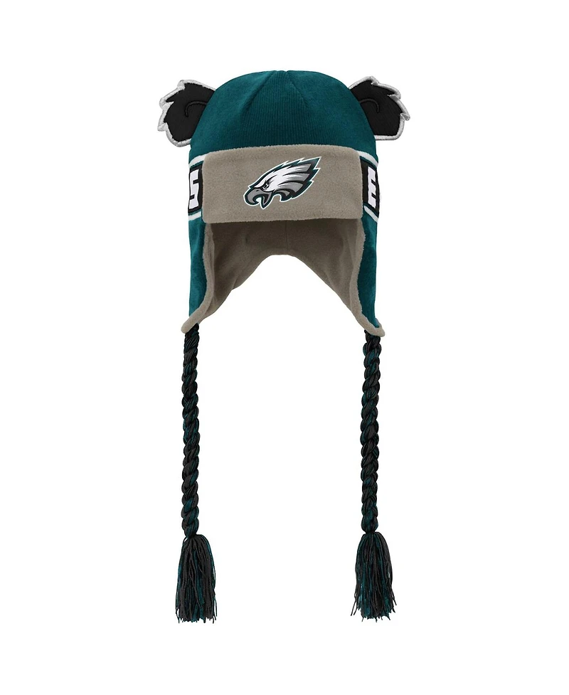Outerstuff Big Boys and Girls Midnight Green Philadelphia Eagles Wordmark Ears Trooper Knit Hat