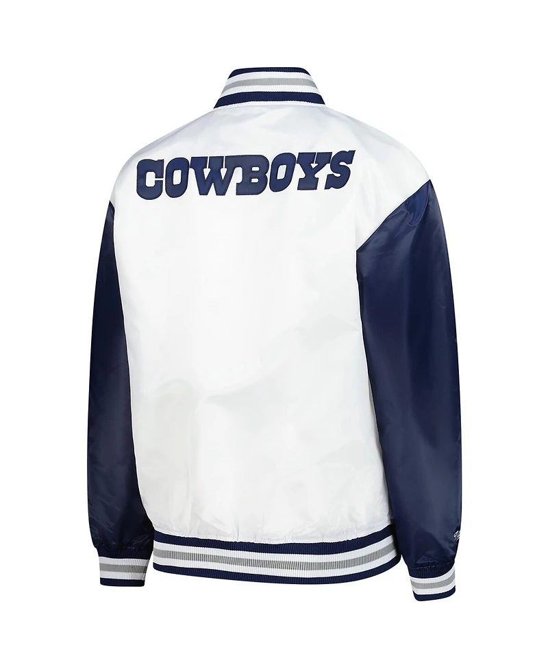 Mitchell & Ness Women's White Dallas Cowboys Plus Size Full-Snap Satin Jacket