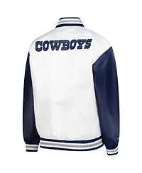 Mitchell & Ness Women's White Dallas Cowboys Plus Size Full-Snap Satin Jacket