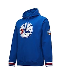 Mitchell & Ness Men's Royal Philadelphia 76ers Chainstitch Applique Vintage Heavyweight Pullover Hoodie