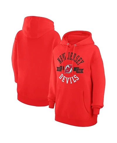 G-iii 4Her by Carl Banks Women's Red New Jersey Devils City Graphic Fleece Pullover Hoodie
