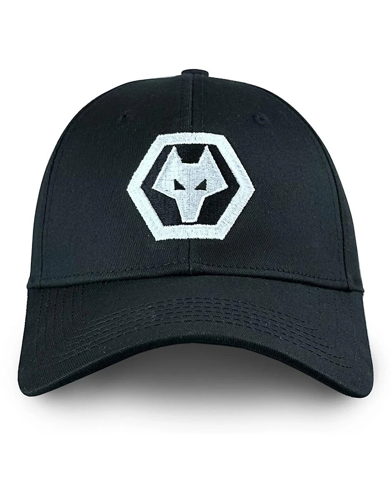 1863FC Men's Black Wolverhampton Wanderers Mono Badge Adjustable Hat