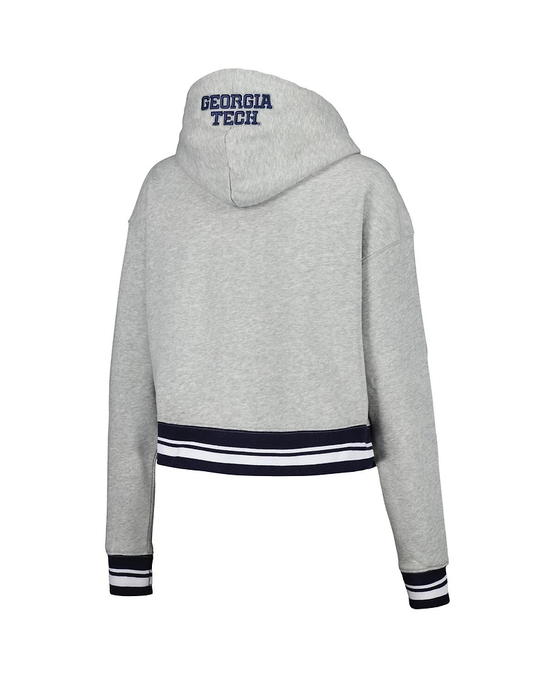 Pro Standard Women's Heather Gray Georgia Tech Yellow Jackets Script Tail Fleece Cropped Pullover Hoodie