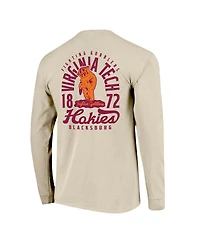 Image One Men's Natural Virginia Tech Hokies Comfort Colors Mascot Overlay Long Sleeve T-Shirt