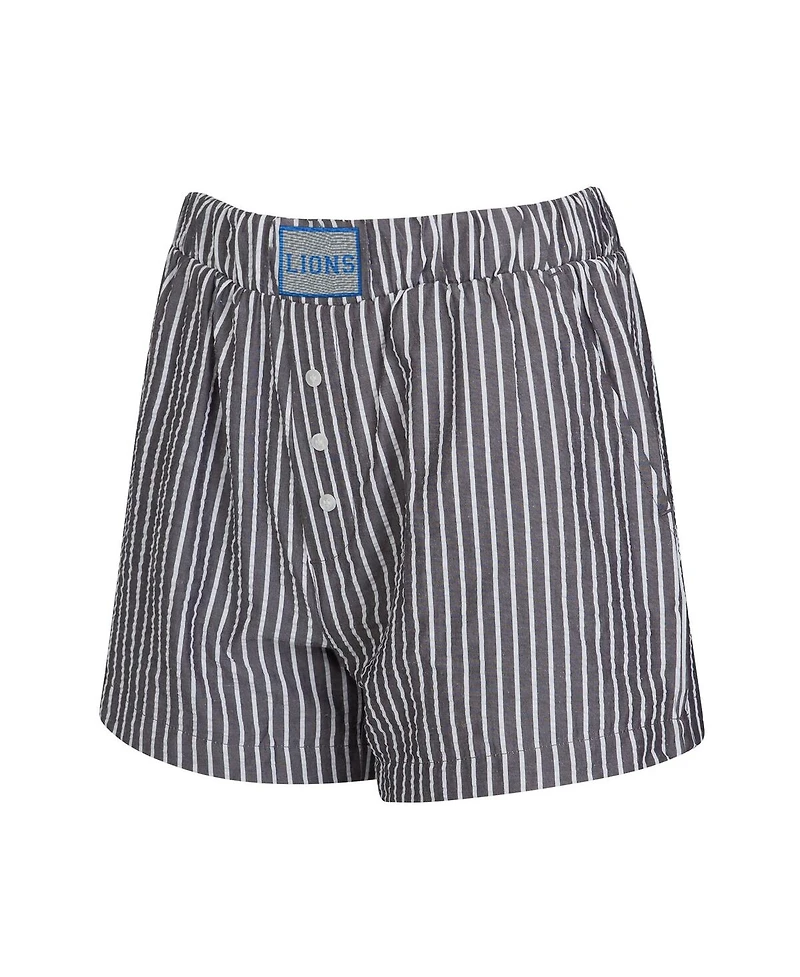 Concepts Sport Women's 2-Pack Charcoal Detroit Lions Stripes and Solids Boxer Shorts Set