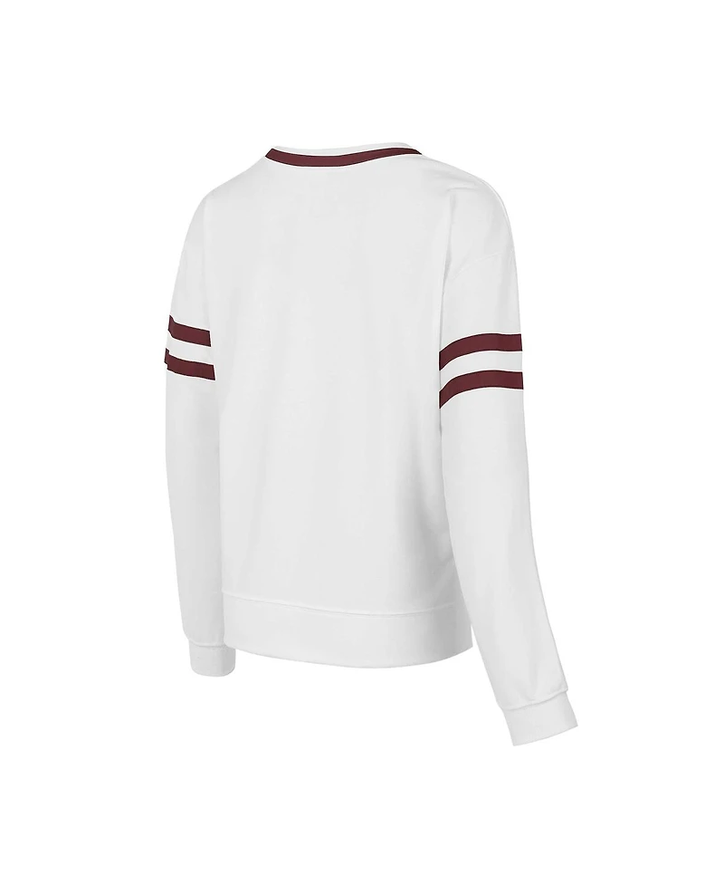Concepts Sport Women's White Texas A M Aggies Borough French Terry Arch Over Long Sleeve Top