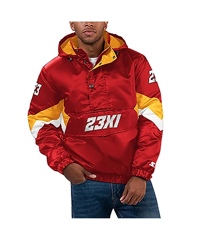 Starter Men's Red/Yellow Bubba Wallace Home Team Satin Half-Zip Hoodie Jacket