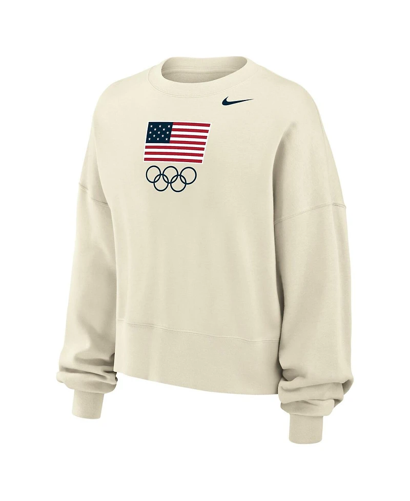 Nike Women's Cream Team Usa Oversized Phoenix Pullover Sweatshirt