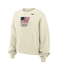 Nike Women's Cream Team Usa Oversized Phoenix Pullover Sweatshirt