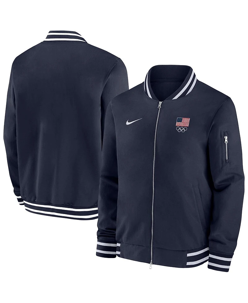 Nike Men's Navy Team Usa Full-Zip Bomber Jacket