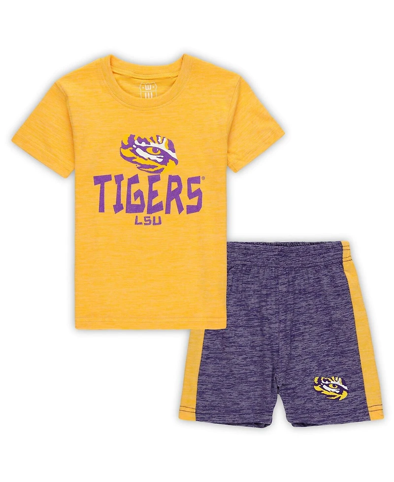 Wes & Willy Toddler 2-Piece Lsu Tigers Cloudy Yarn T-Shirt and Shorts Set