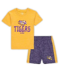 Wes & Willy Toddler 2-Piece Lsu Tigers Cloudy Yarn T-Shirt and Shorts Set