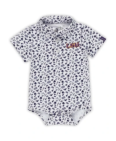 Garb Baby Boys and Girls Purple Lsu Tigers Tom Allover Print Performance Polo Bodysuit