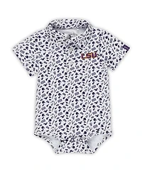 Garb Baby Boys and Girls Purple Lsu Tigers Tom Allover Print Performance Polo Bodysuit