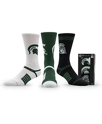 Strideline Men's and Women's 3-Pack Michigan State Spartans Premium Knit Crew Socks