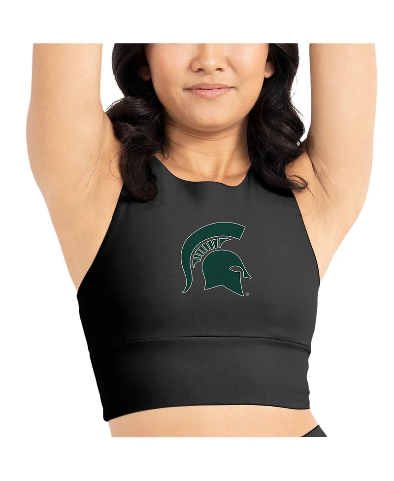 Kadi Brand Women's 2-Piece Black Michigan State Spartans Buttery Soft Midi Bra and Leggings Set