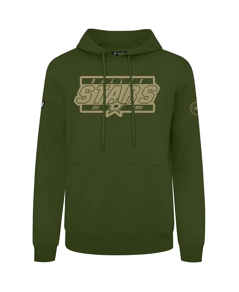 LevelWear Men's Olive Dallas Stars Podium Pullover Hoodie