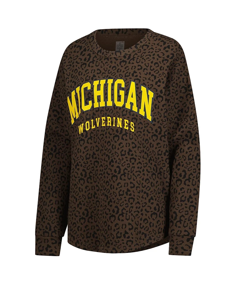Gameday Couture Women's Brown Michigan Wolverines Leopard Oversized Sweatshirt
