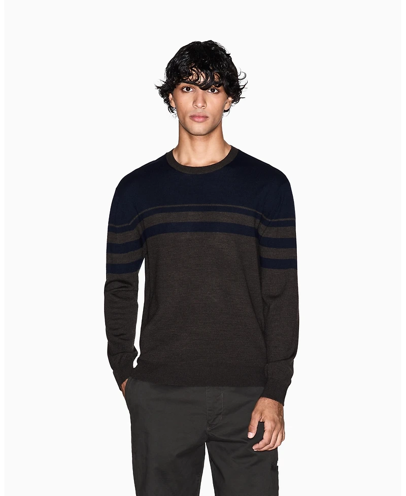 A|X Armani Exchange Men's Long Sleeve Wool Blend Color Block Sweater