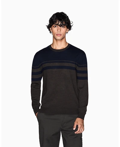 A|X Armani Exchange Men's Long Sleeve Wool Blend Color Block Sweater