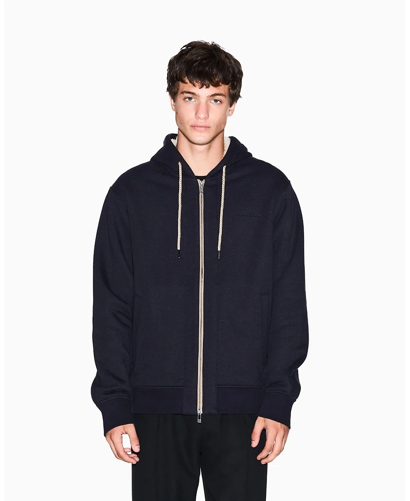 A|X Armani Exchange Men's Sherpa Lined Full Zip Hoodie Sweatshirt